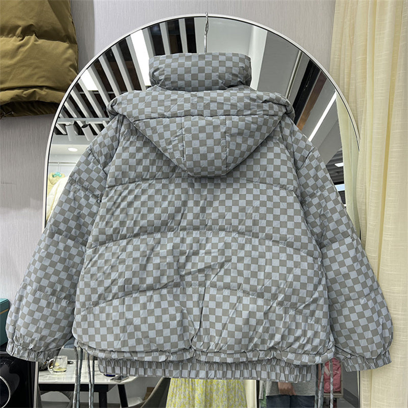 Checkered Plaid Down Puffer Jacket