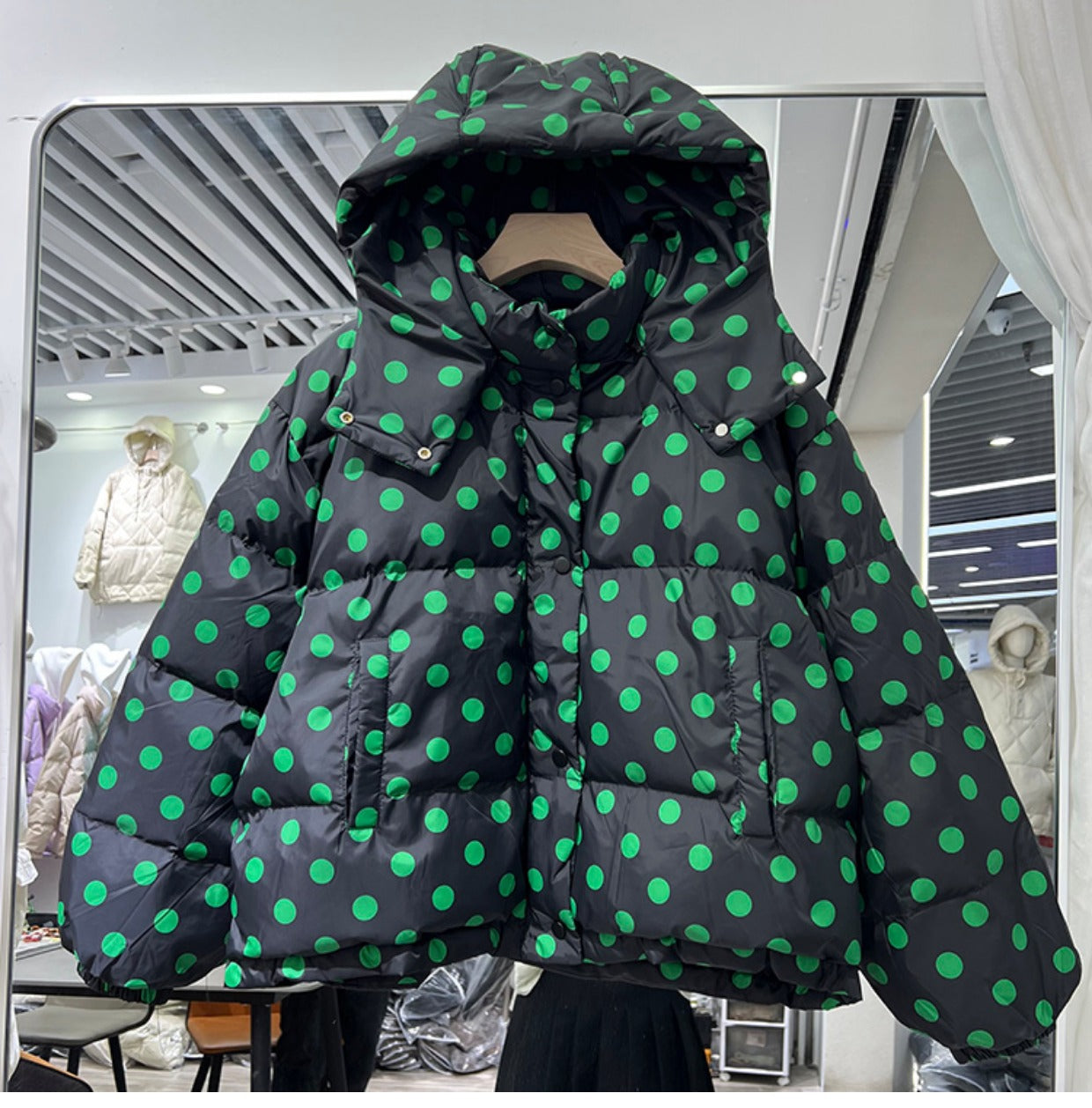 Polka Dot Puffer Down Jacket