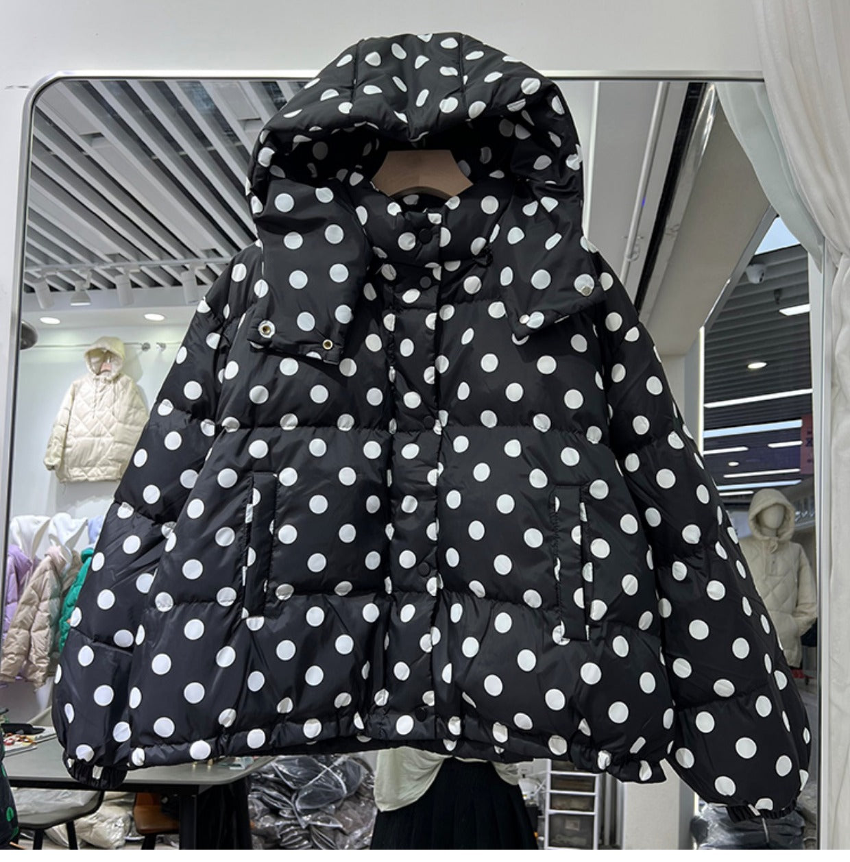 Polka Dot Puffer Down Jacket