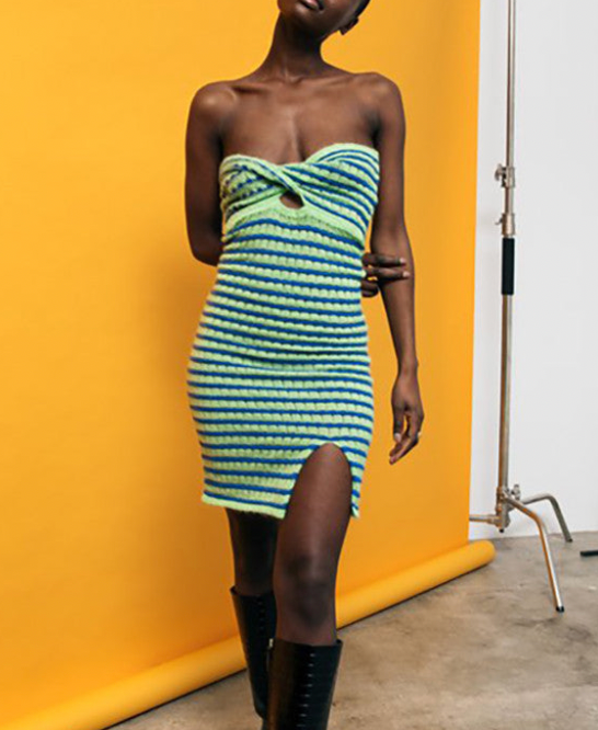 Knit Twisted Tube Dress