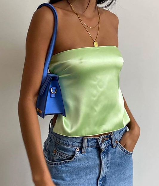 Backless Satin Tube Top