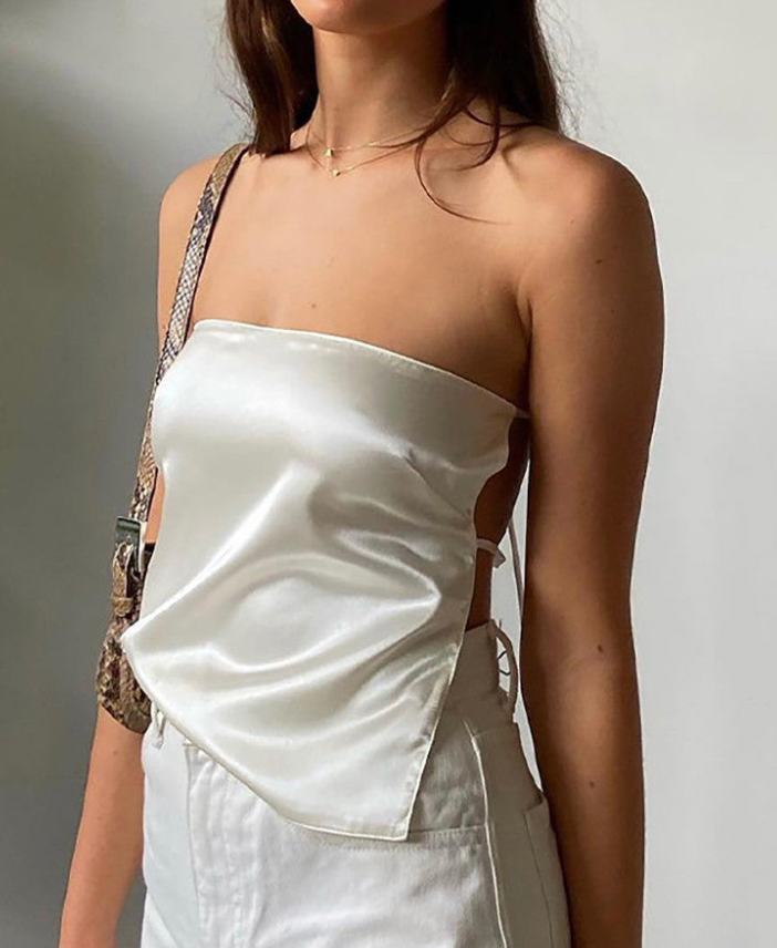 Backless Satin Tube Top