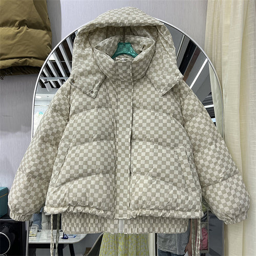 Checkered best sale puffer jacket