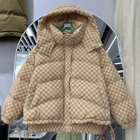 Checkered Plaid Down Puffer Jacket