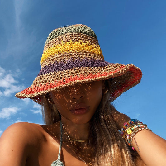 Striped Weave Bucket Hat